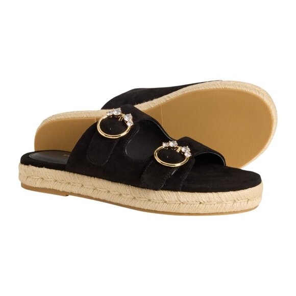 **Stuart Weitzman Crystal Espadrille Flat Sandals - Suede (For Women)** - Picture 1 of 5